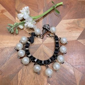 Beautiful ribbon and pearl statement bracelet